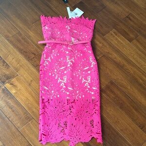 Catchall NEW Hot Pink Lace Midi Dress Medium